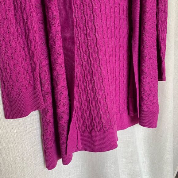 Croft & Barrow Womens Open Knit Cardigan Size M Vacation Beachy Tropical Layers - Picture 12 of 14